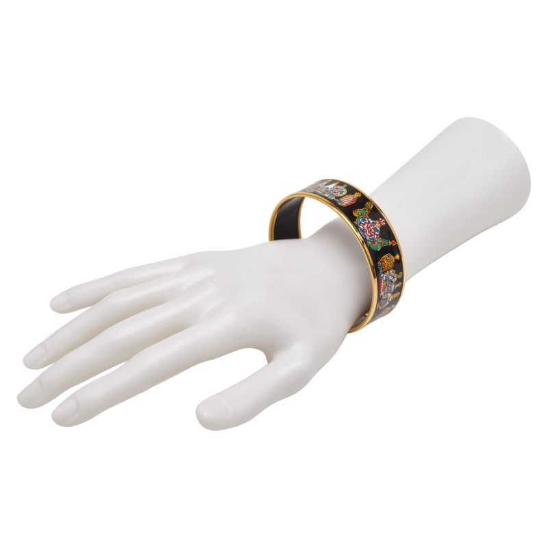 Hermes Emile GM Cloisonne Black Gold Plated Ladies Hermes
