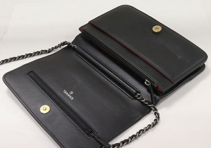 Chanel Chain Shoulder Bag Shoulder Wallet Gabrielle Chain Wallet Calf Black