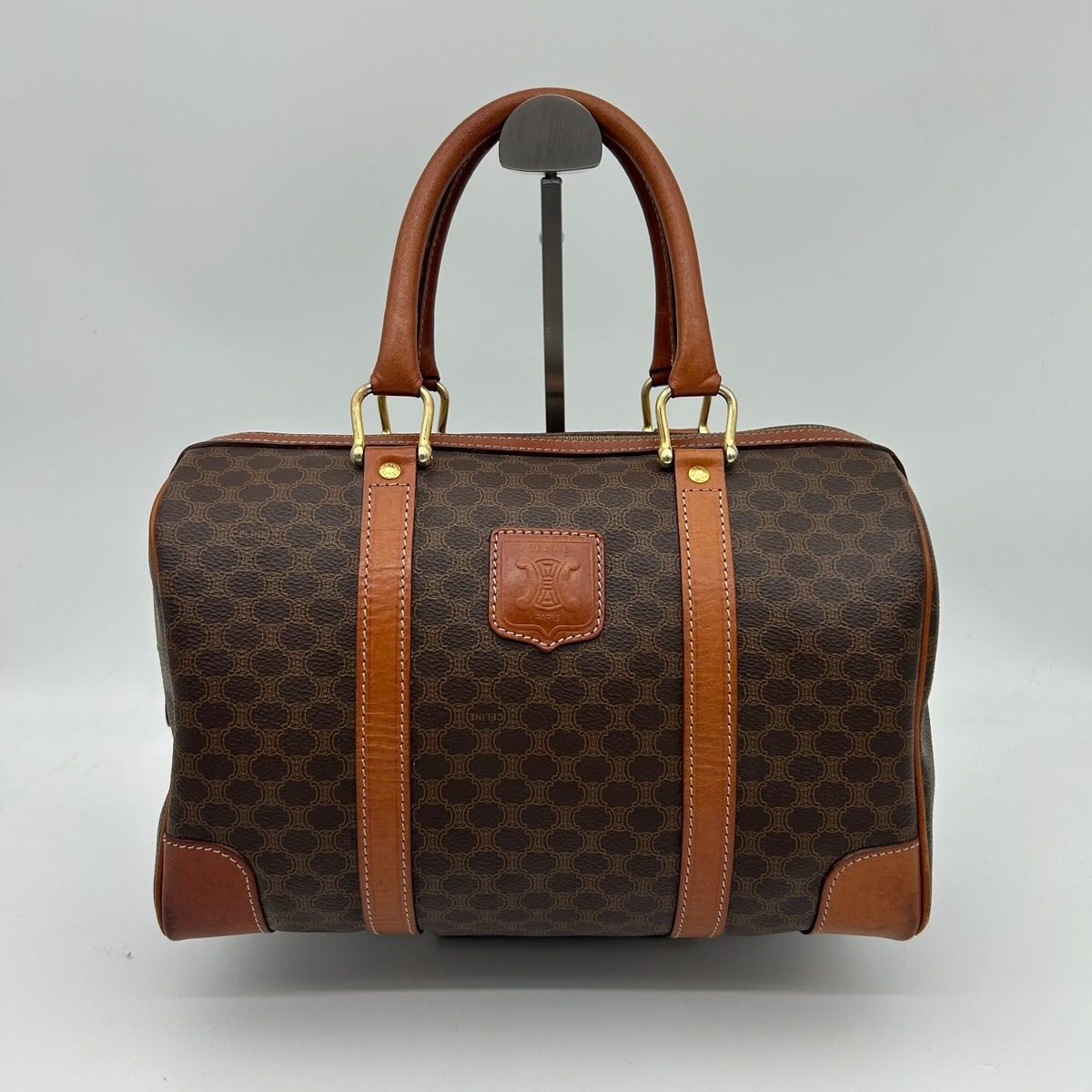 Celine Vintage Macadam Blason Pattern Triomphe Logo Leather Tote