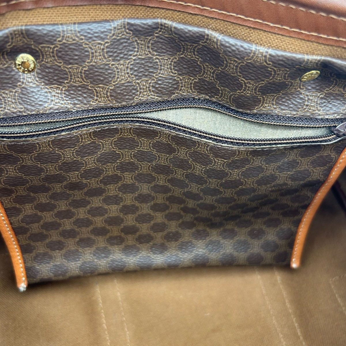 Celine Vintage Macadam Blason Pattern Triomphe Logo Leather Tote — view 14