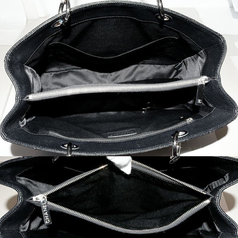 Chanel Tote Chain Shoulder Bag Matelasse GST Large Shopping Bag Caviar Skin