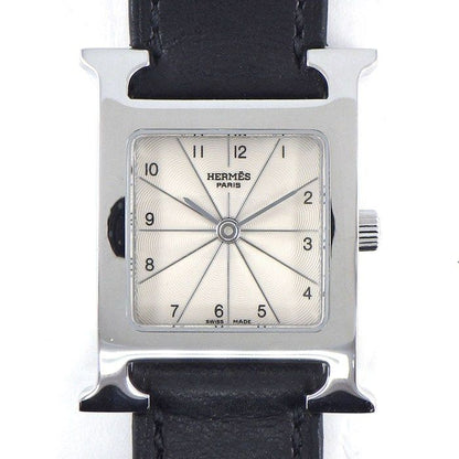 Hermes Watch H Watch Dubretour Hh1210 Square Silver Vague Guilloche Dial SS