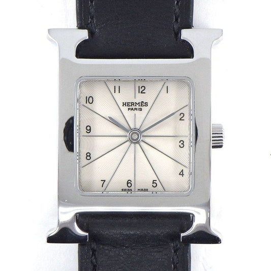 Hermes Watch H Watch Dubretour Hh1210 Square Silver Vague Guilloche Dial SS