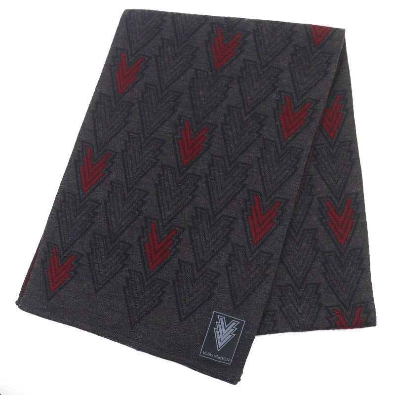 Louis Vuitton 2015 100% Wool Echarpe Triple V Muffler Dark Scarf