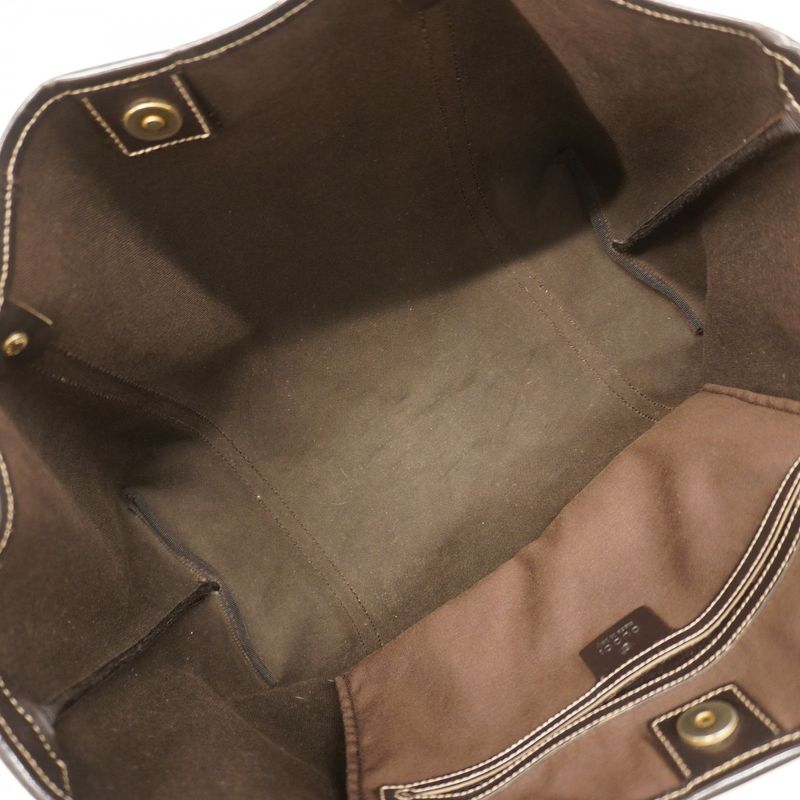 Gucci Tote Bag GG Supreme 197953 PVC Brown Gold Hardware Women's