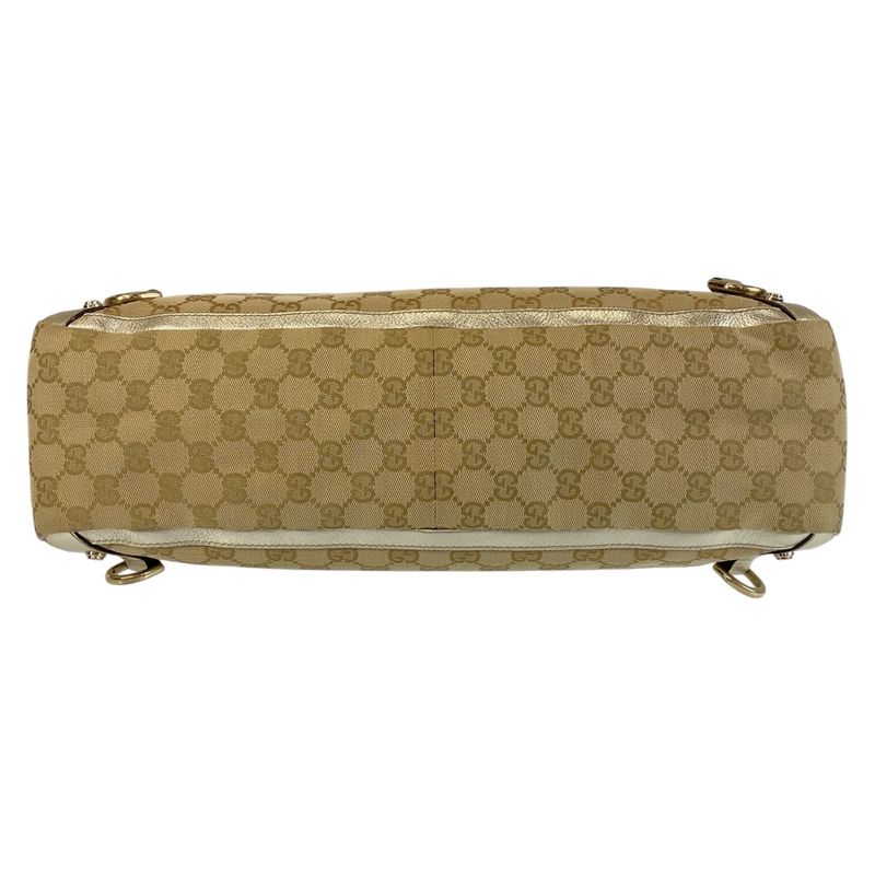 Gucci Abby Beige Gold Hardware GG Canvas/leather 141472 Tote Bag Shoulder Bag