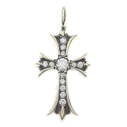 Chrome Hearts Tny Crsf P Dia Tiny Fat Cross Pave Diamond Pendant Top Silver