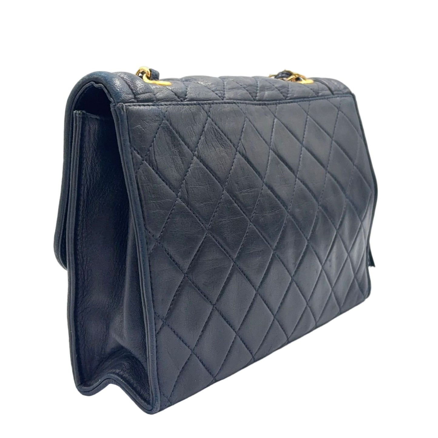 Chanel Quilted Fringe Lambskin Black Chain Shoulder Bag Gold — view 2