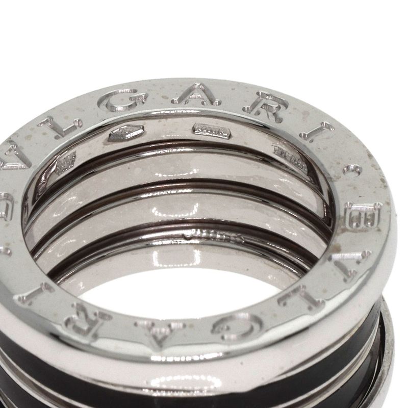 Bvlgari B-zero1 4-band Black Enamel #47 Ring 18K White Gold Ladies