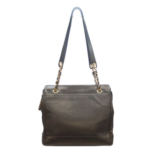 Chanel No 2 Black Caviar Skin Ghardware Triple Coco Chain Tote Chain Shoulder