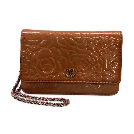 Chanel Wallet Camellia Pink Chain Silver Leather