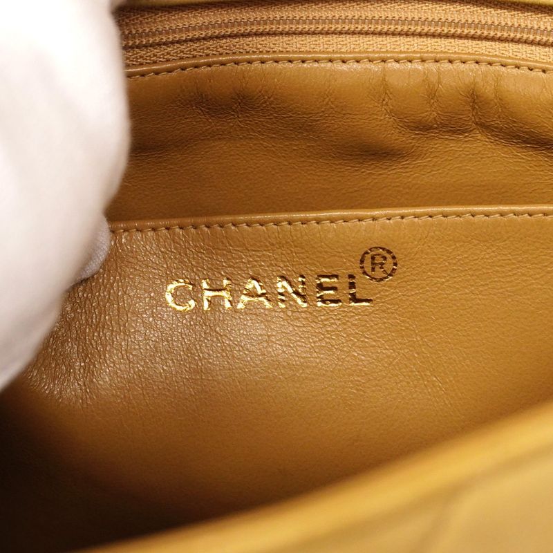 Chanel Shoulder Bag Matelasse Lambskin Beige Gold Hardware Women