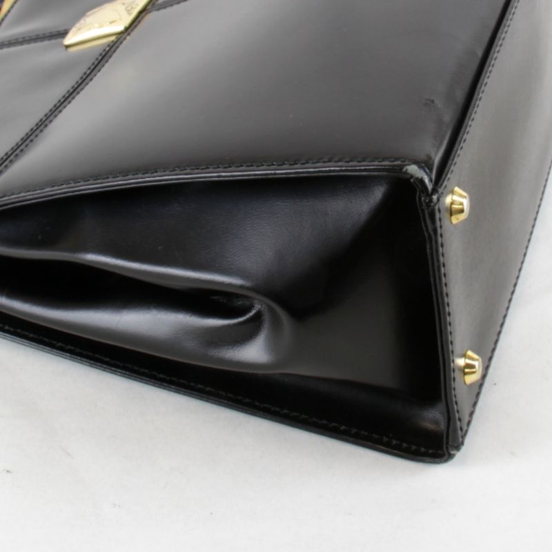 Yves Saint Laurent Vintage Logo Gold Hardware Bag Handbag Leather Black