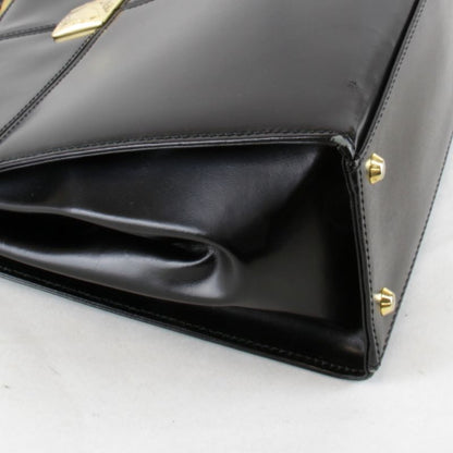 Yves Saint Laurent Vintage Logo Gold Hardware Bag Handbag Leather Black