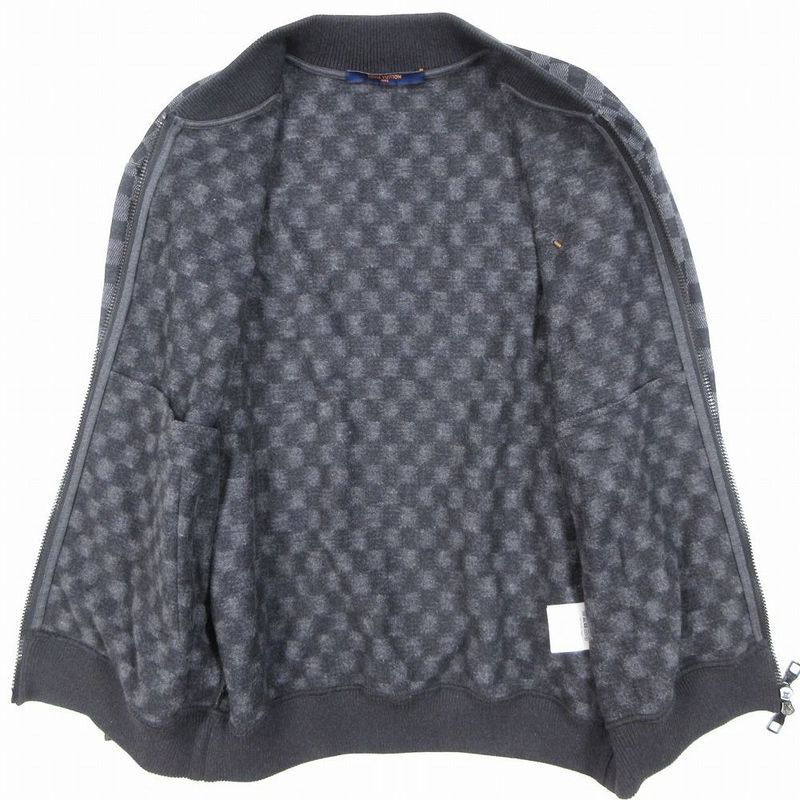 21aw Louis Vuitton Damier Jacquard Sweatshirt Bomber Jacket Blouson Zip Gray S