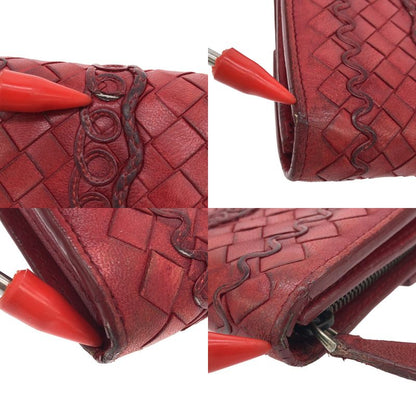 Bottega Veneta Intrecciato Leather Wallet Long Unisex Bordeaux Men's
