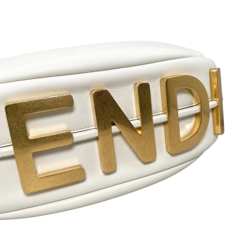 Fendi One Shoulder Bag Graffi Medium 8br799 A5dy F1hel Calf Leather White Beige