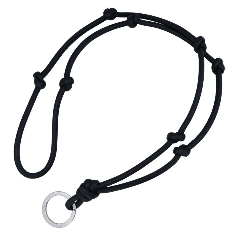 Bottega Veneta Leather Necklace With Ring Men's