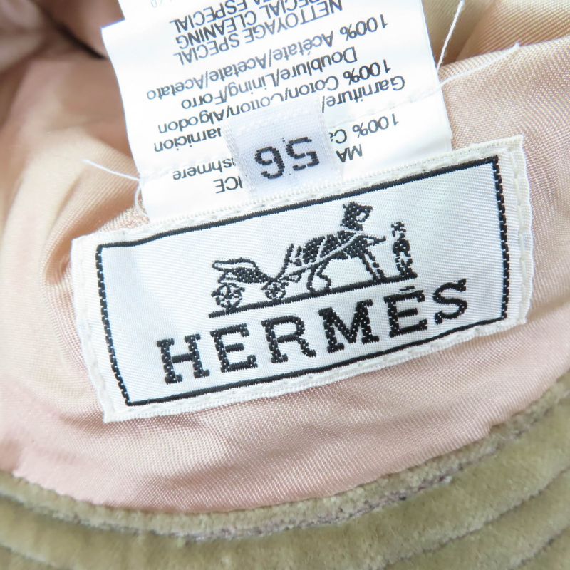 Hermes 100% Cashmere Silver Hardware Cadenas Zip Bucket Hat Black 56 Made In