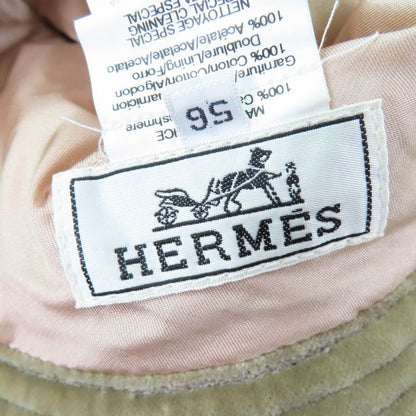 Hermes 100% Cashmere Silver Hardware Cadenas Zip Bucket Hat Black 56 Made In