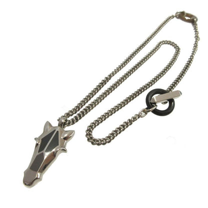Hermes Destrier Gd0233 (2023) Metal Buffalo Horn Silver Necklace 1382 Hermes