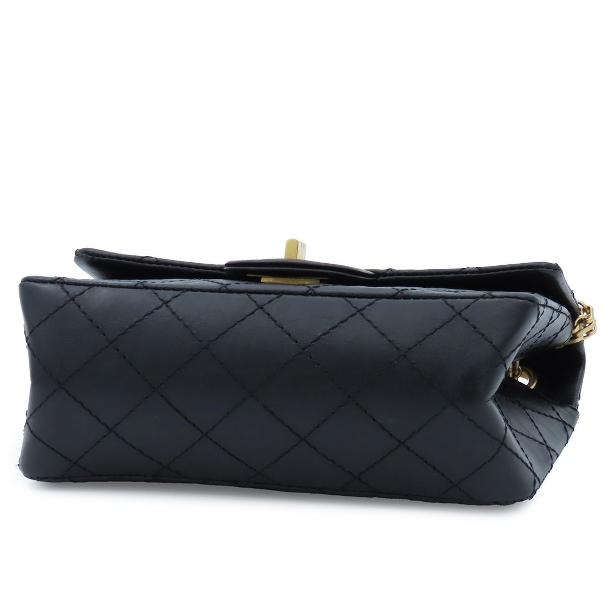Chanel Black Gold Calfskin Quilted 2.55 Aged Chain Shoulder Bag — view 3