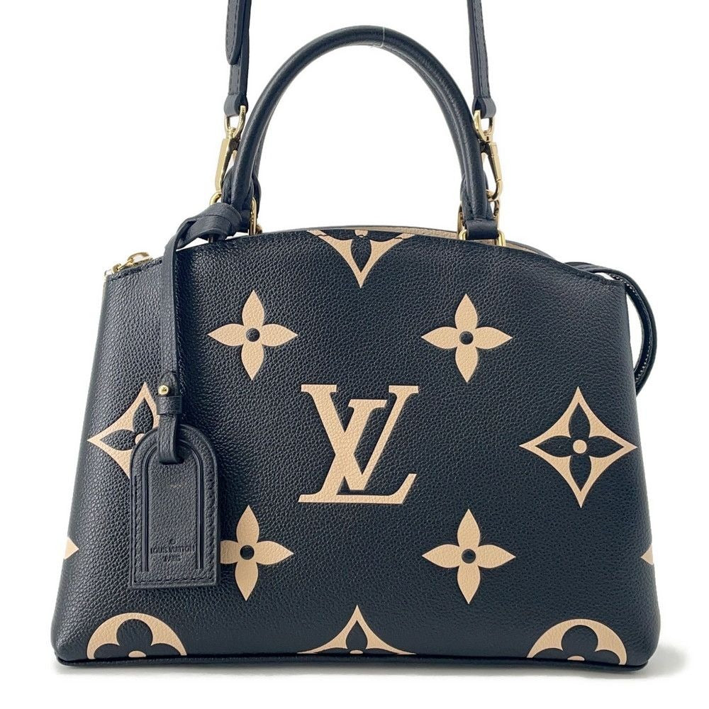 Louis Vuitton Handbag Bicolor Monogram Empreinte Petit Palais PM Noir Black Beige