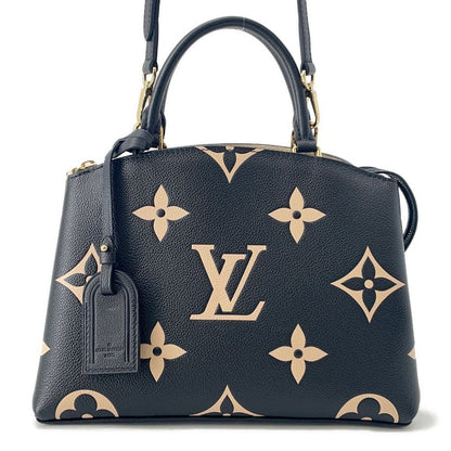 Louis Vuitton Handbag Bicolor Monogram Empreinte Petit Palais PM Noir Black Beige