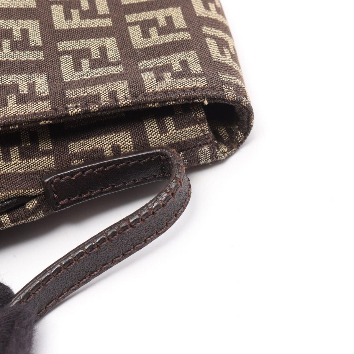 Fendi Shoulder Bag Zucchino Brown Beige Canvas Leather — view 10