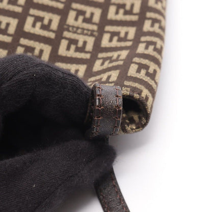 Fendi Shoulder Bag Zucchino Brown Beige Canvas Leather — view 11