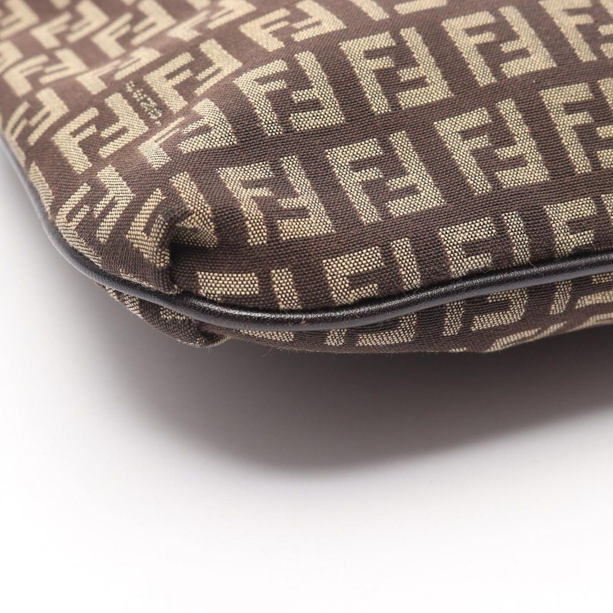 Fendi Shoulder Bag Zucchino Brown Beige Canvas Leather — view 5