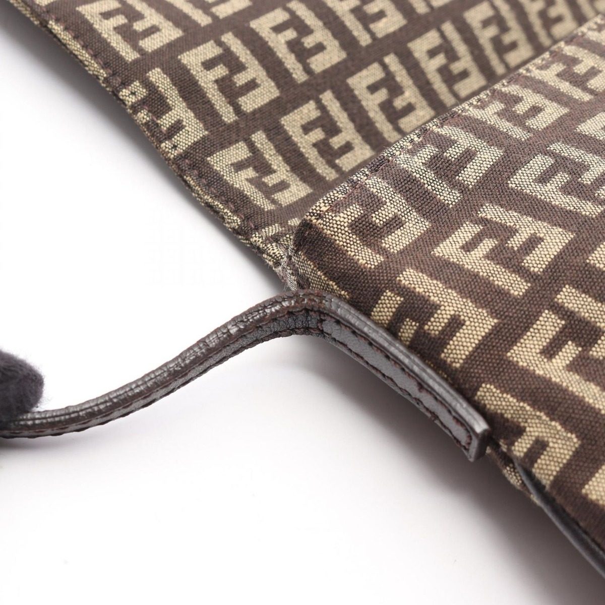 Fendi Shoulder Bag Zucchino Brown Beige Canvas Leather — view 7