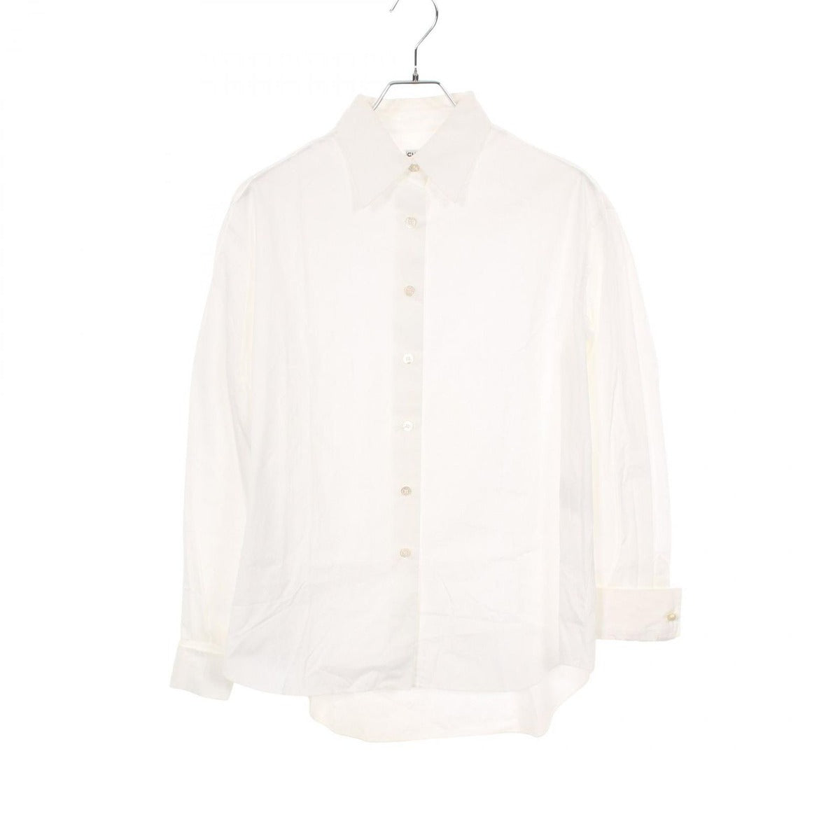 Chanel CC Logo Pearl Button Cotton Shirt B