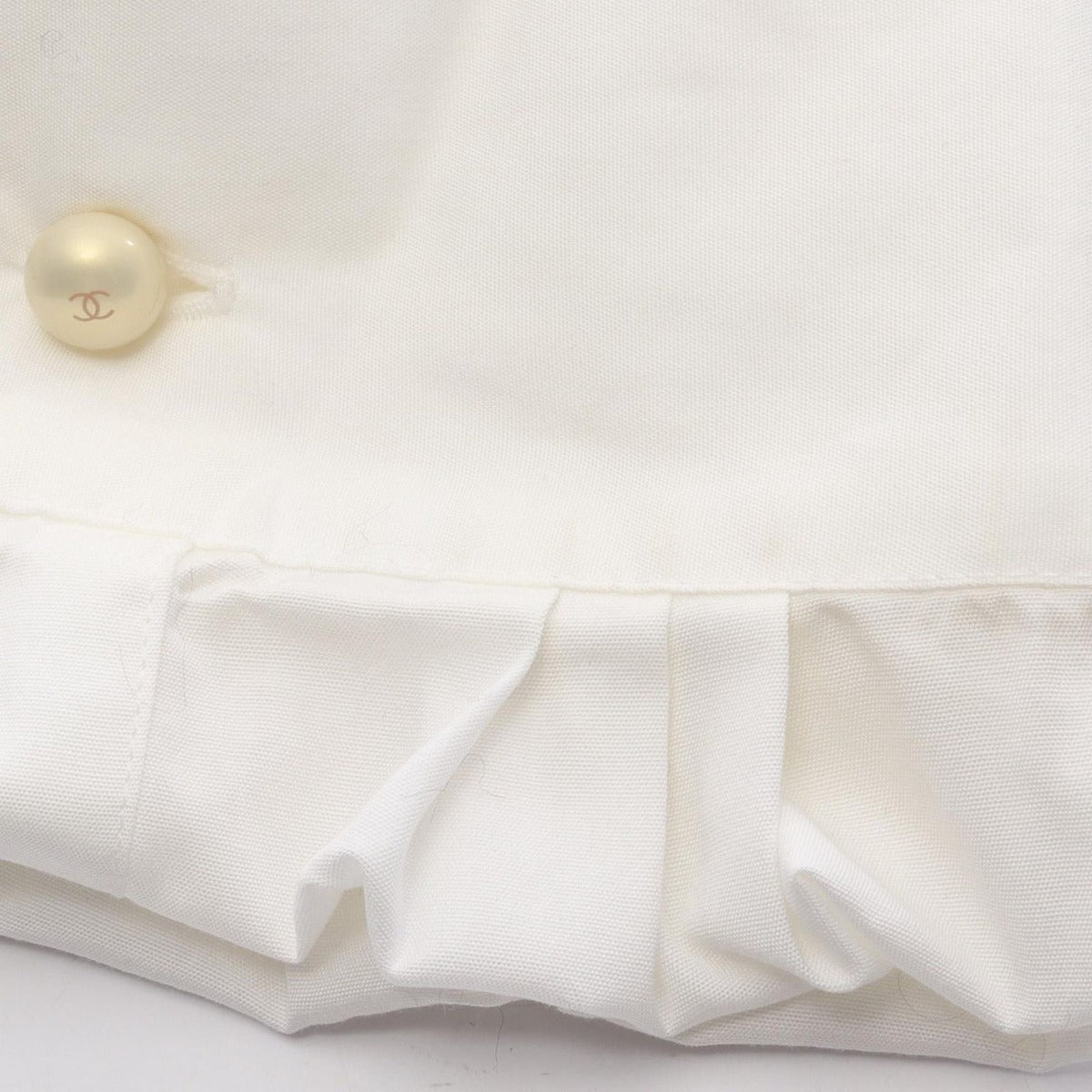 Chanel CC Logo Pearl Button Cotton Shirt B — view 9