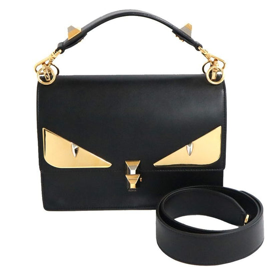 Fendi Monster Canai 2-Way Shoulder 8 Bt283 Black Leather
