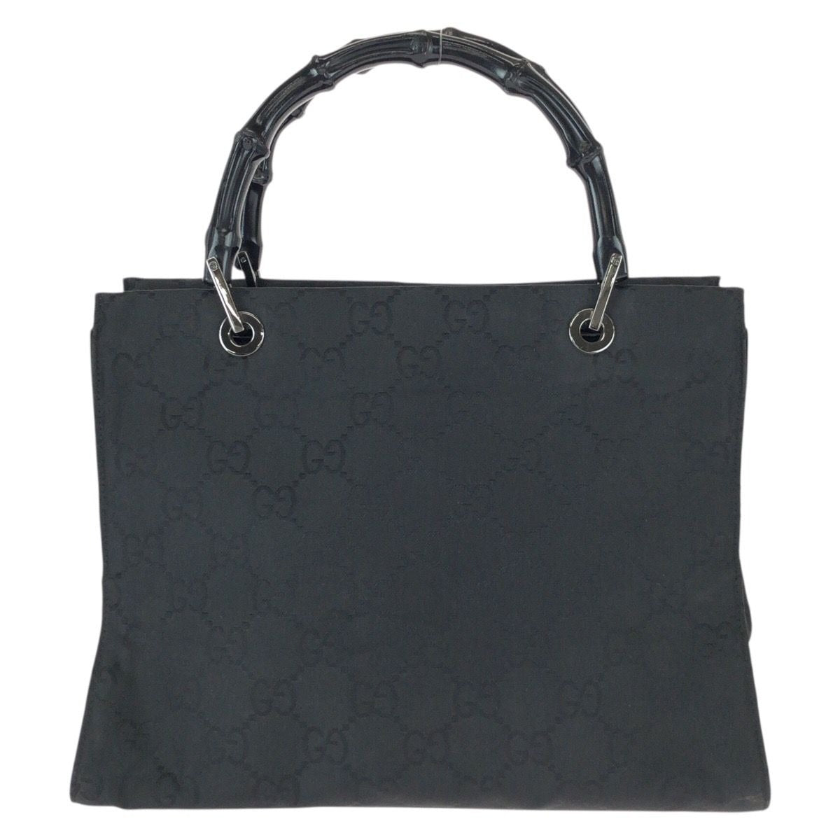 Gucci Bamboo GG Pattern Black Silver Nylon Tote