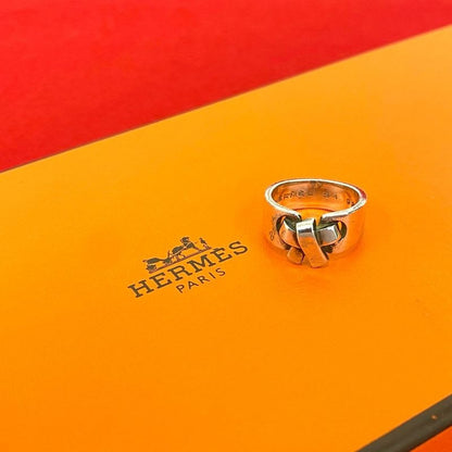 Hermes Russet Ring Ribbon Motif Silver 925 No 12 Accessories Small Items