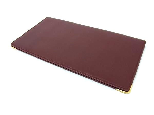 Cartier Must Line Leather Bifold Long Wallet Billfold Card Holder Men's
