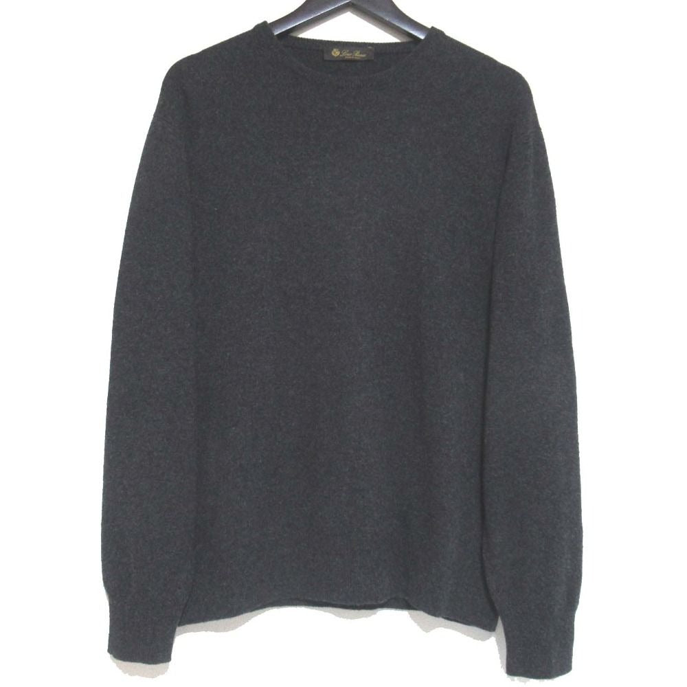 Loro Piana Cashmere Long Sleeve Melange Knit Sweater 52 Charcoal Grey
