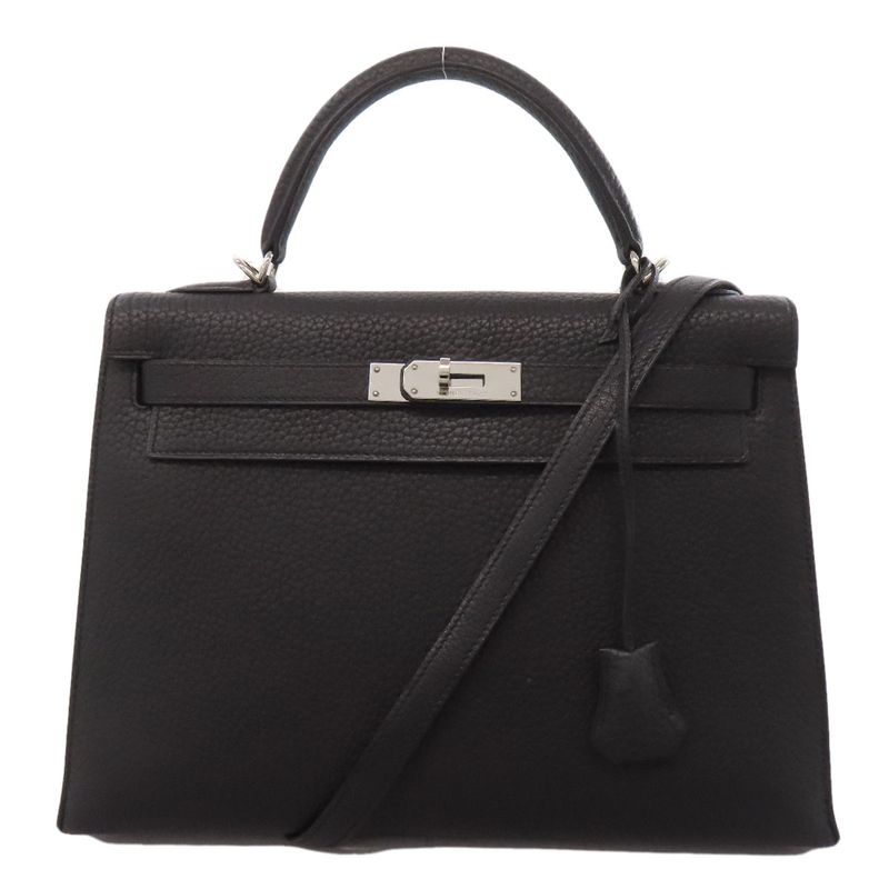 Hermes Kelly 32 Outer Stitch Silver Hardware Handbag Fjord Women