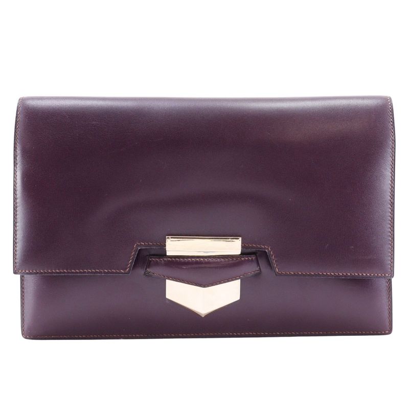 Hermes FACO Vintage Box Calf Bordeaux I Ladies Clutch Bag