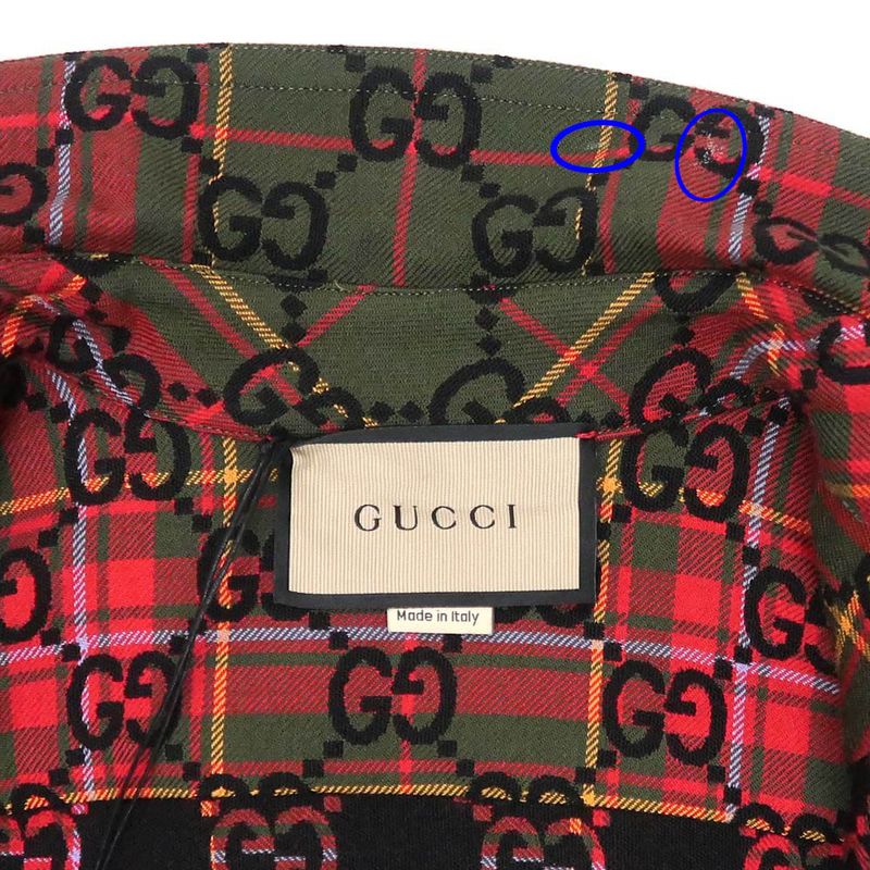 Gucci Wool Check Shirt 721464 GG Pattern 38 Green Long Sleeve Women's