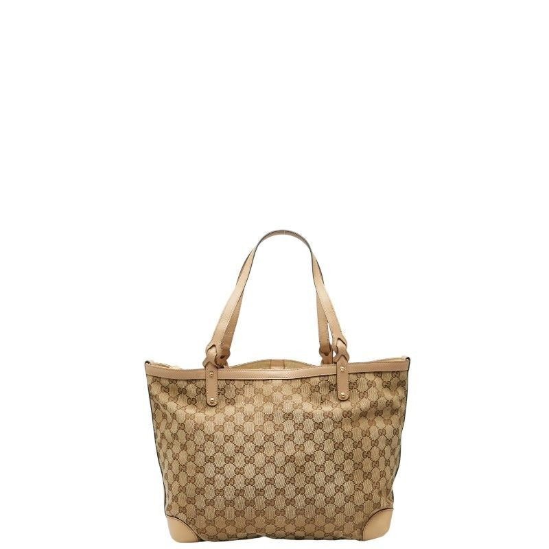 Gucci GG Canvas Beige Brown Leather