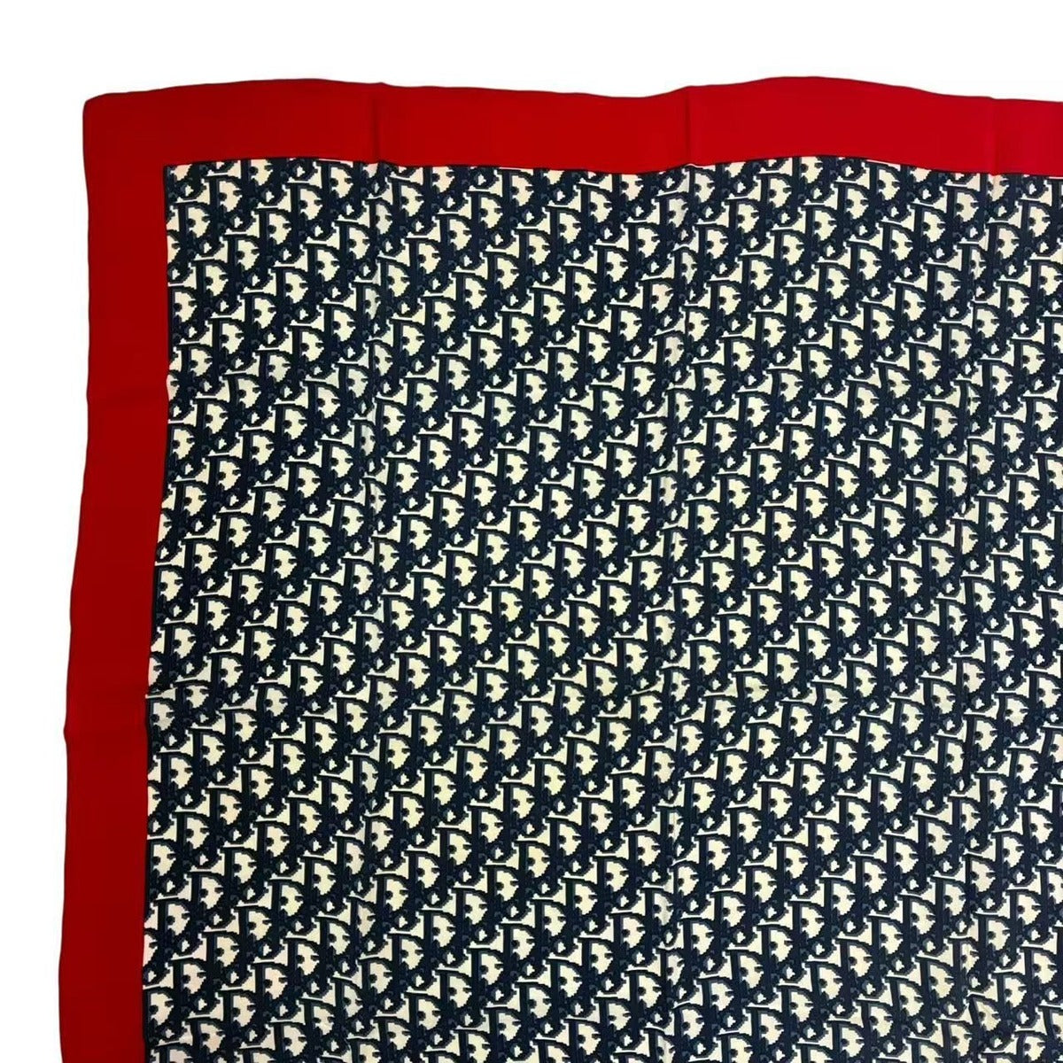 Dior Christian Trotter Pattern Silk Scarf Navy Red — view 2