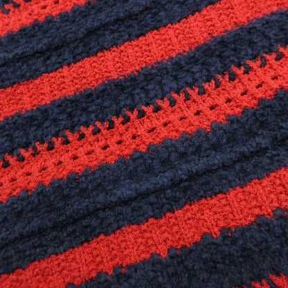 Chanel P70323k10021 21c Cropped Striped Knit Pullover Top Short Sleeves Red