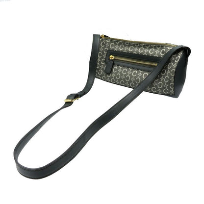 Celine C Macadam Pattern Canvas Leather Gold Hardware Olive Green Shoulder Bag