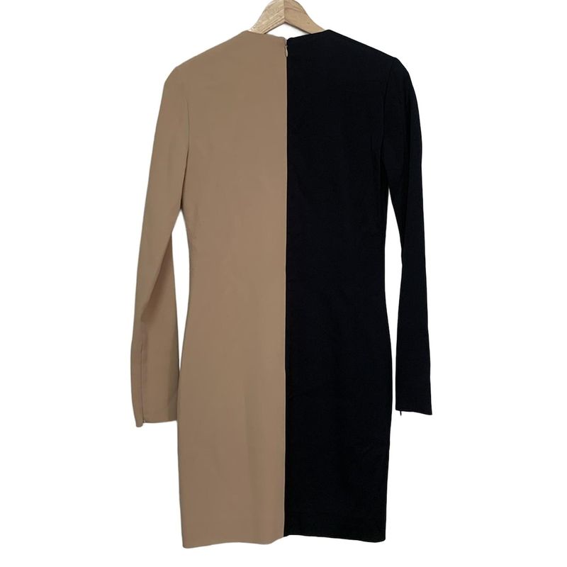 Celine Dress Size 36 S Women - Black And Beige Long Sleeves/knee Length