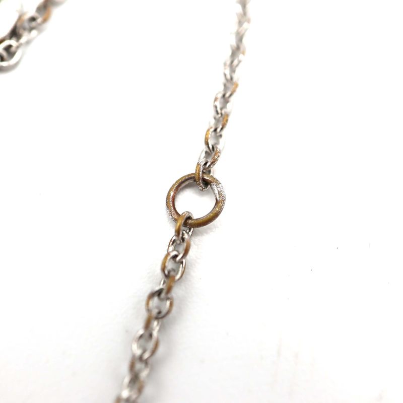 Christian DIOR CD Logo Rhinestone Necklace Silver Color Women's Accessories