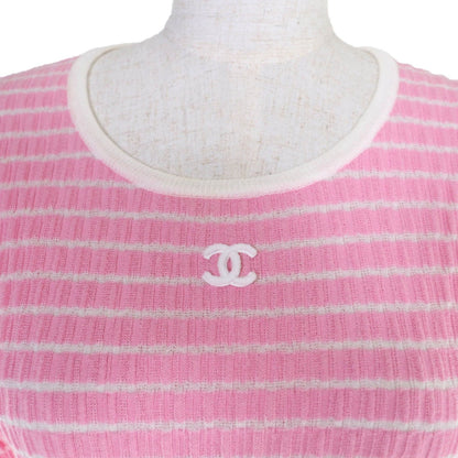 Chanel Cotton CC Logo Short Sleeve Knit Pink 36 — view 4