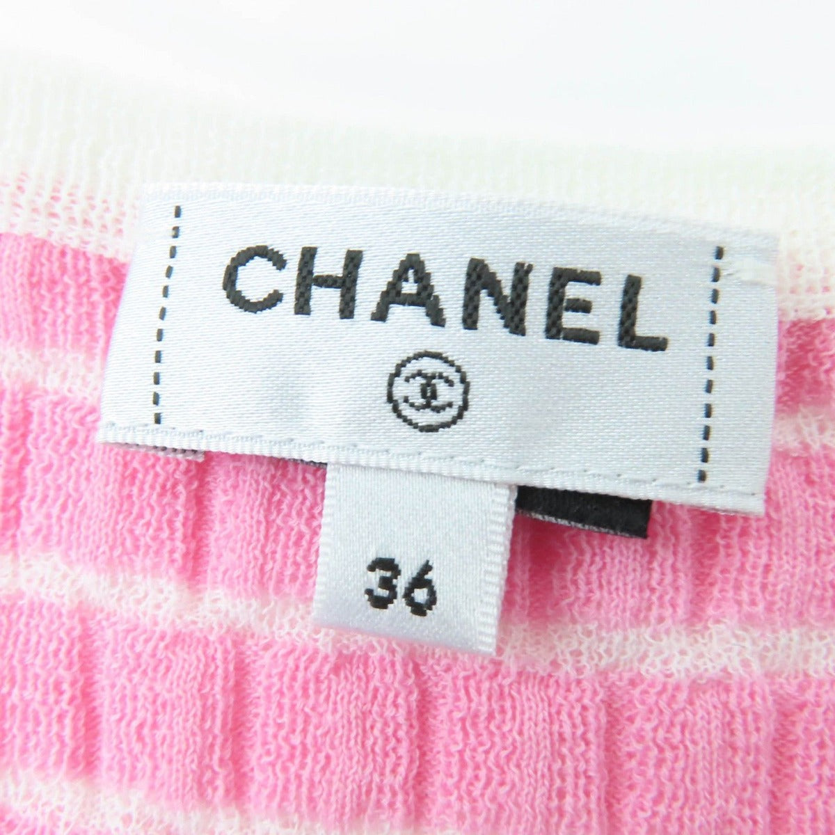 Chanel Cotton CC Logo Short Sleeve Knit Pink 36 — view 5
